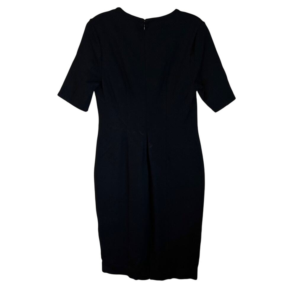 CAbi Black “Claire” Ponte Knit V-Neck 1/2-Sleeve Knee-Length Sheath Dress Size 6 - Picture 7 of 14